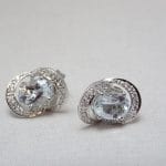 18 carati Oro bianco - Orecchini - 1.20 ct Acquamarina - Diamante