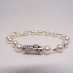 Bracciale di perle 0.6mm con fermaglio in oro e diamanti 1.08ct